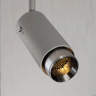 Projecteur linéaire orientable à extraction de courant, gris acier avec argent