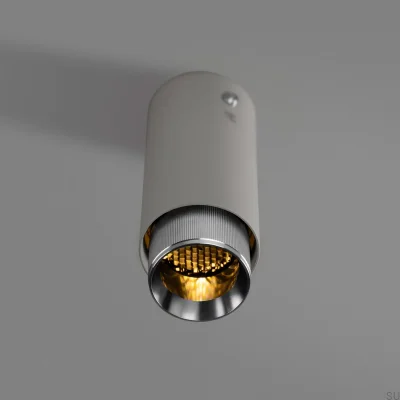 Échappement linéaire gris acier avec spot de plafond argenté