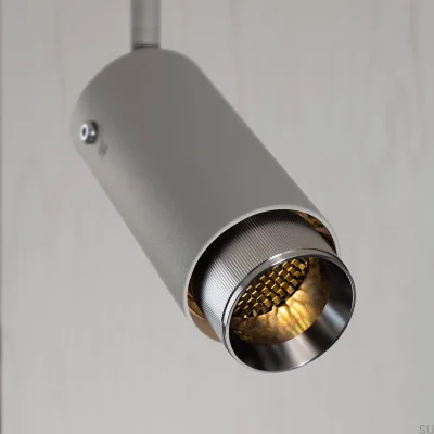 Projecteur linéaire sur rail d'échappement gris acier avec argent