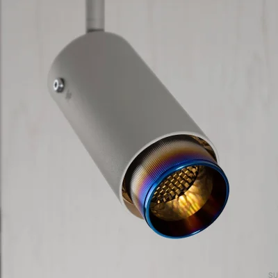 Projecteur linéaire orientable à extraction de fumée, gris acier avec acier brûlé