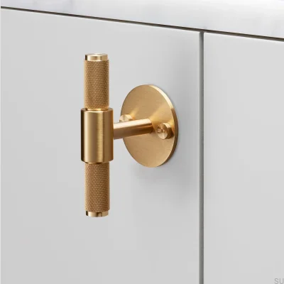 Poignée de meuble en T avec plaque transversale en laiton 95