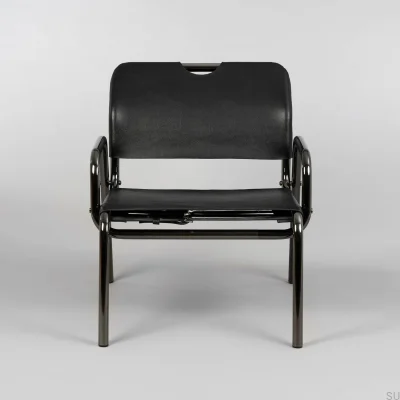 Fauteuil lounge modulaire Chopper, finition chrome noir et détails en laiton