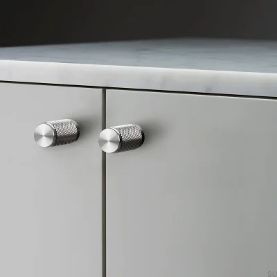 Bouton de meuble Cross 20 en acier argenté (lot de 2)