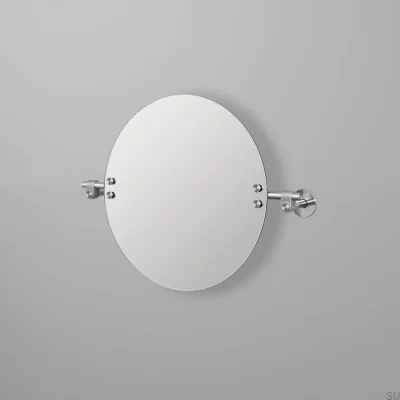 Miroir rond inclinable en fonte argentée