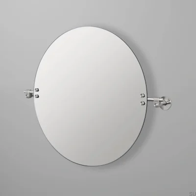 Miroir rond inclinable en fonte argentée