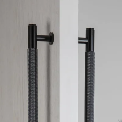 Poignée de meuble allongée double face Cross 225, acier, noire