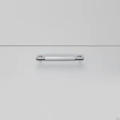 Poignée de meuble allongée Linear 125 en acier argenté
