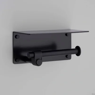 Porte-papier toilette en acier moulé noir pour soudeur avec étagère