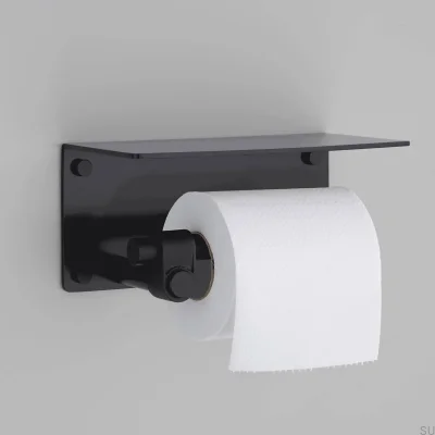 Porte-papier toilette en acier moulé noir pour soudeur avec étagère