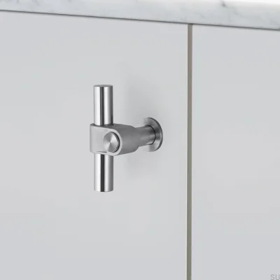 Poignée de meuble en acier moulé argenté 85 T-Bar