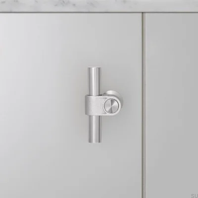 Poignée de meuble en acier moulé argenté 85 T-Bar