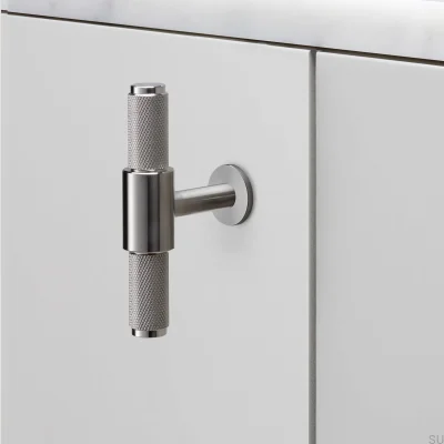 Poignée de meuble en acier argenté 95 T-Bar Cross