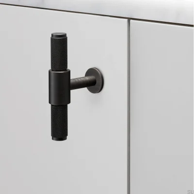 Poignée de meuble en laiton bronze brûlé T-Bar Cross 95