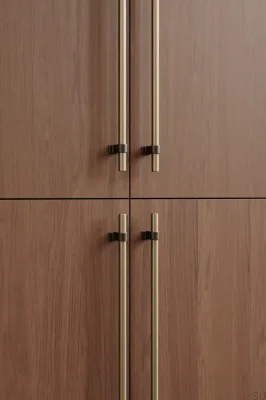 Poignée de meuble allongée Bond 2x544 en aluminium brossé doré avec finition bronze antique
