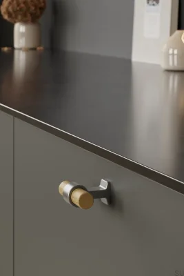 Bouton de meuble en chêne argenté à joint en T, 50 pièces