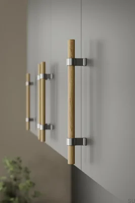 Poignée de meuble oblongue Bond Wood 2x544 en chêne argenté