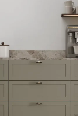 Bouton de meuble en bois T-Bar Bond Wood 50, chêne noir avec finition or brossé