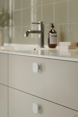 Bouton de meuble en céramique blanche Tabula 40
