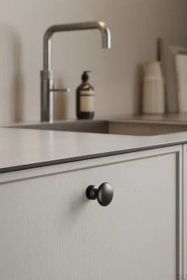 Bouton de meuble Baron 32 en métal noir mat