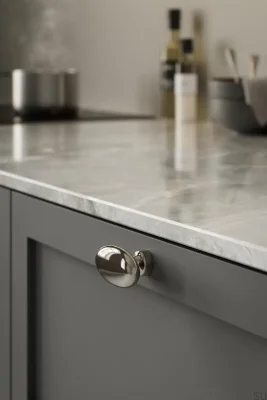 Bouton de meuble en métal nickelé Baron 60 à barre en T
