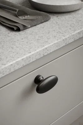 Bouton de meuble en métal noir mat Baron 60 avec barre en T