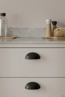 Poignée de meuble Baron 64 en métal noir mat