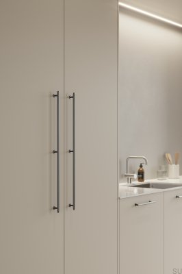 Poignée de meuble oblongue Villa Long 640 Gun-metal