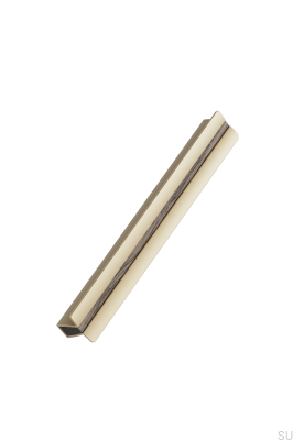 Poignée de meuble allongée Papillon 160, aluminium doré mat et bois de chêne