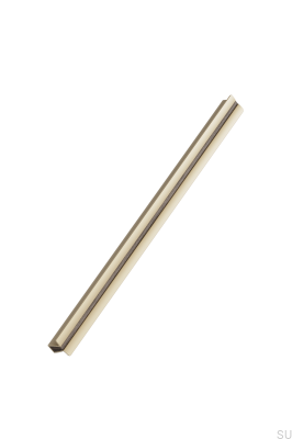 Poignée de meuble allongée Papillon 320, aluminium doré mat et bois de chêne
