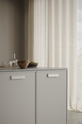 Poignée de meuble allongée Leaf 160 en métal beige