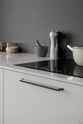 Poignée de meuble allongée Cobra 320 en métal gris anthracite