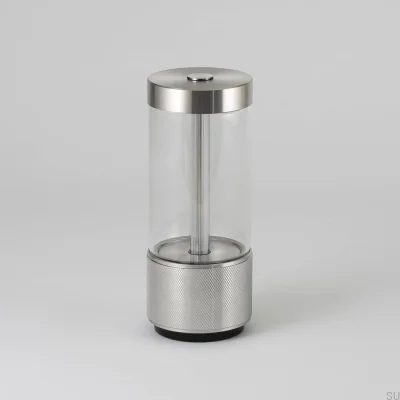 Lampe portable à emporter en acier argenté