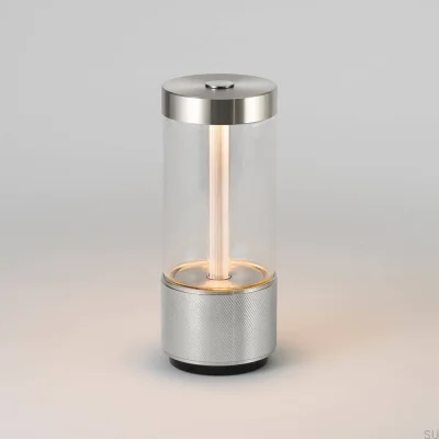 Lampe portable à emporter en acier argenté