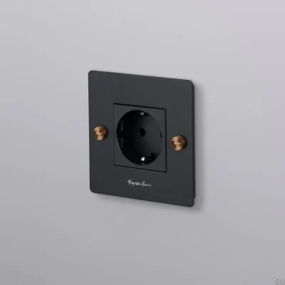 Douille simple avec logo Type F Croix 1G Acier Noir avec finition Warm Sunset Norme européenne