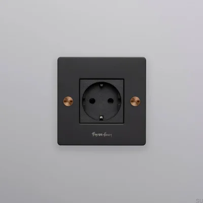 Douille simple avec logo Type F Croix 1G Acier Noir avec finition Warm Sunset Norme européenne
