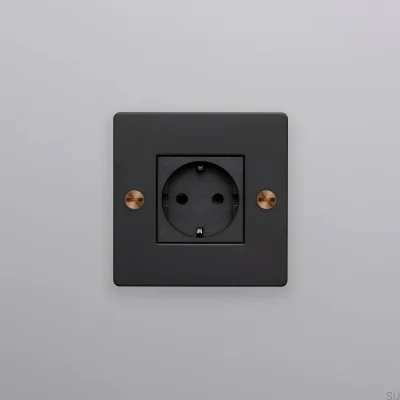 Prise simple sans logo Type F Croix 1G Acier Noir avec finition Warm Sunset Norme européenne