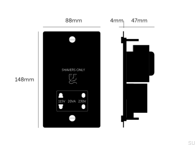 Prise pour rasoir 115 V/230 V, acier noir, finition « Sunset chaud », norme britannique