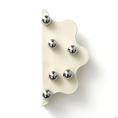 Poignée de meuble Mare 200 en acier beige avec boules en nickel argenté