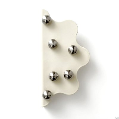 Poignée de meuble Mare 200 en acier beige avec boules argentées brossées