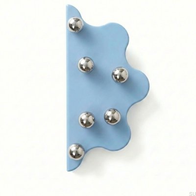 Poignée de meuble Mare 200 en acier bleu avec boules argentées