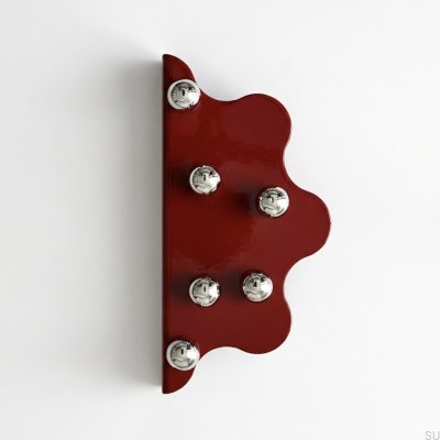 Poignée de meuble Mare 200 en acier à bord rouge avec boules argentées