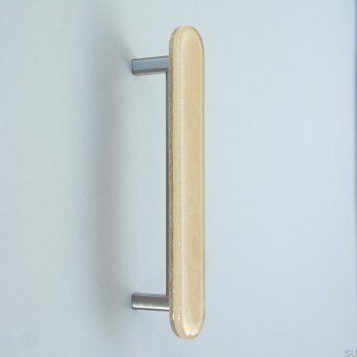 Poignée de meuble allongée ronde en verre beige 128