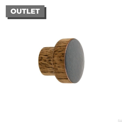 Bouton de meuble Simple, Bois, Émaillé, Gris Foncé, Huile Teintée