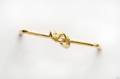 Poignée de meuble allongée Knot 128, laiton poli