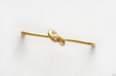 Poignée de meuble allongée en laiton brossé Knot 128