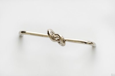 Poignée de meuble longue Knot 128, acier inoxydable poli