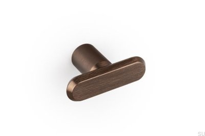 Bouton de meuble en aluminium T-Bar Fase 52, brun brossé