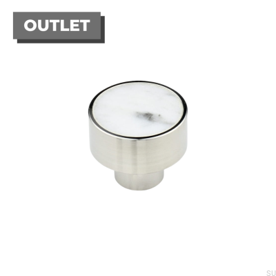 Bouton de meuble en acier Marbelo M, marbre blanc