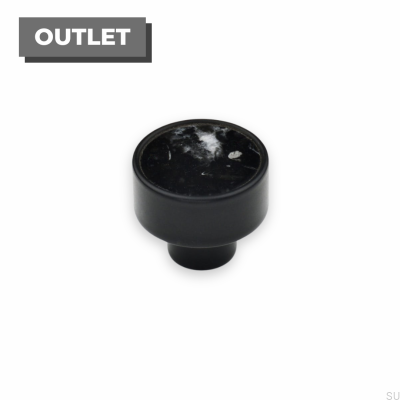 Bouton de meuble Marbelo L, acier noir, marbre noir