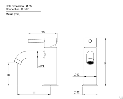Robinet de lavabo EVM074 en laiton nickelé brossé